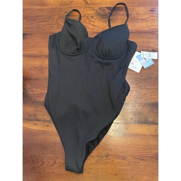 ROXY RIB ROXY LOVE THE MUSE ONE PIECE Black SWIMSUIT SIZE XXL NWT $98 - Picture 4 of 16
